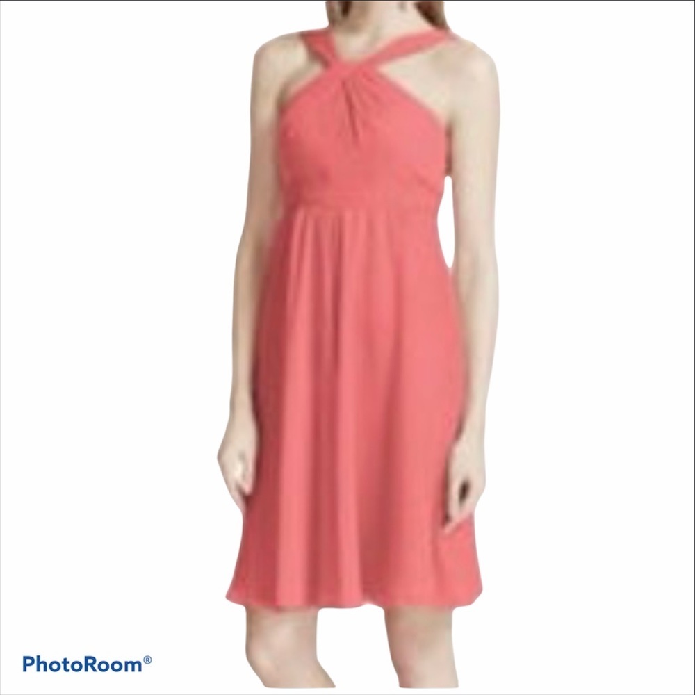 David's Bridal Peach Halter Short Dress